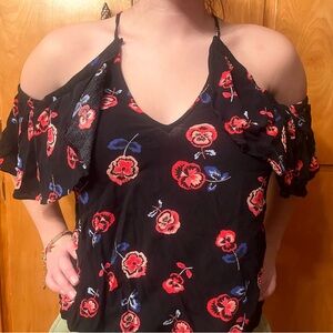 Two Floral Black Off-Shoulder Tops from Maurice’s